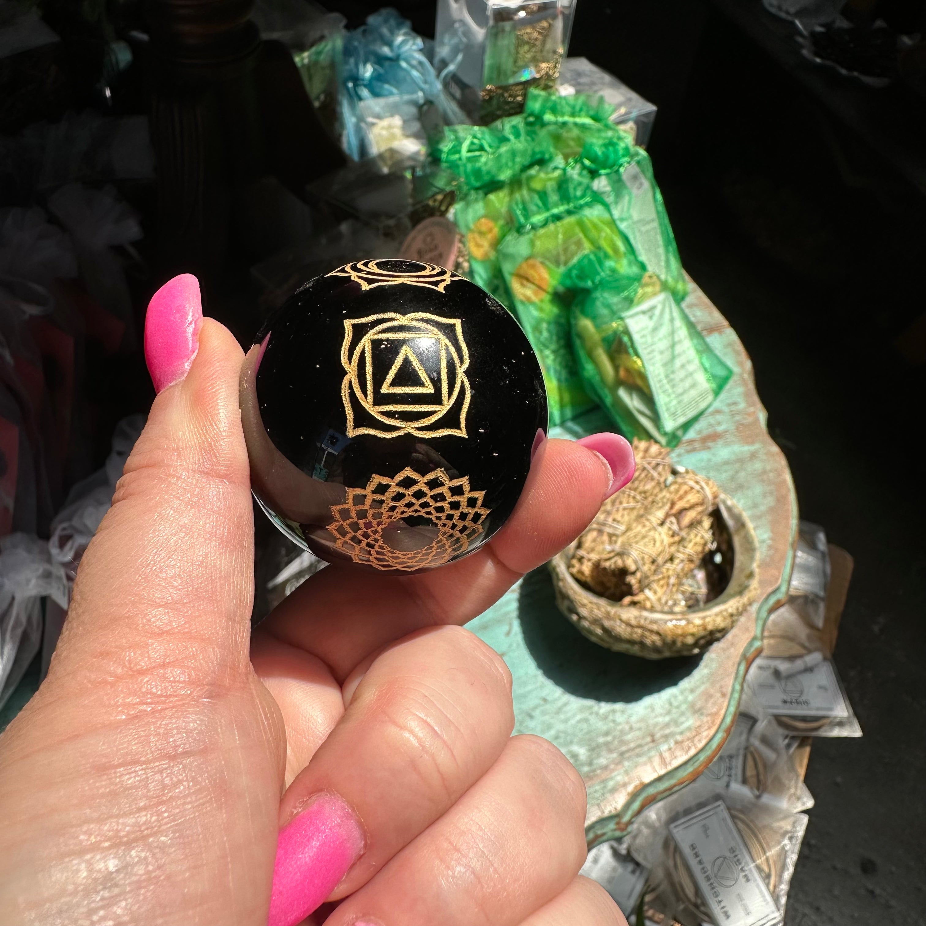 Obsidian chakra sphere