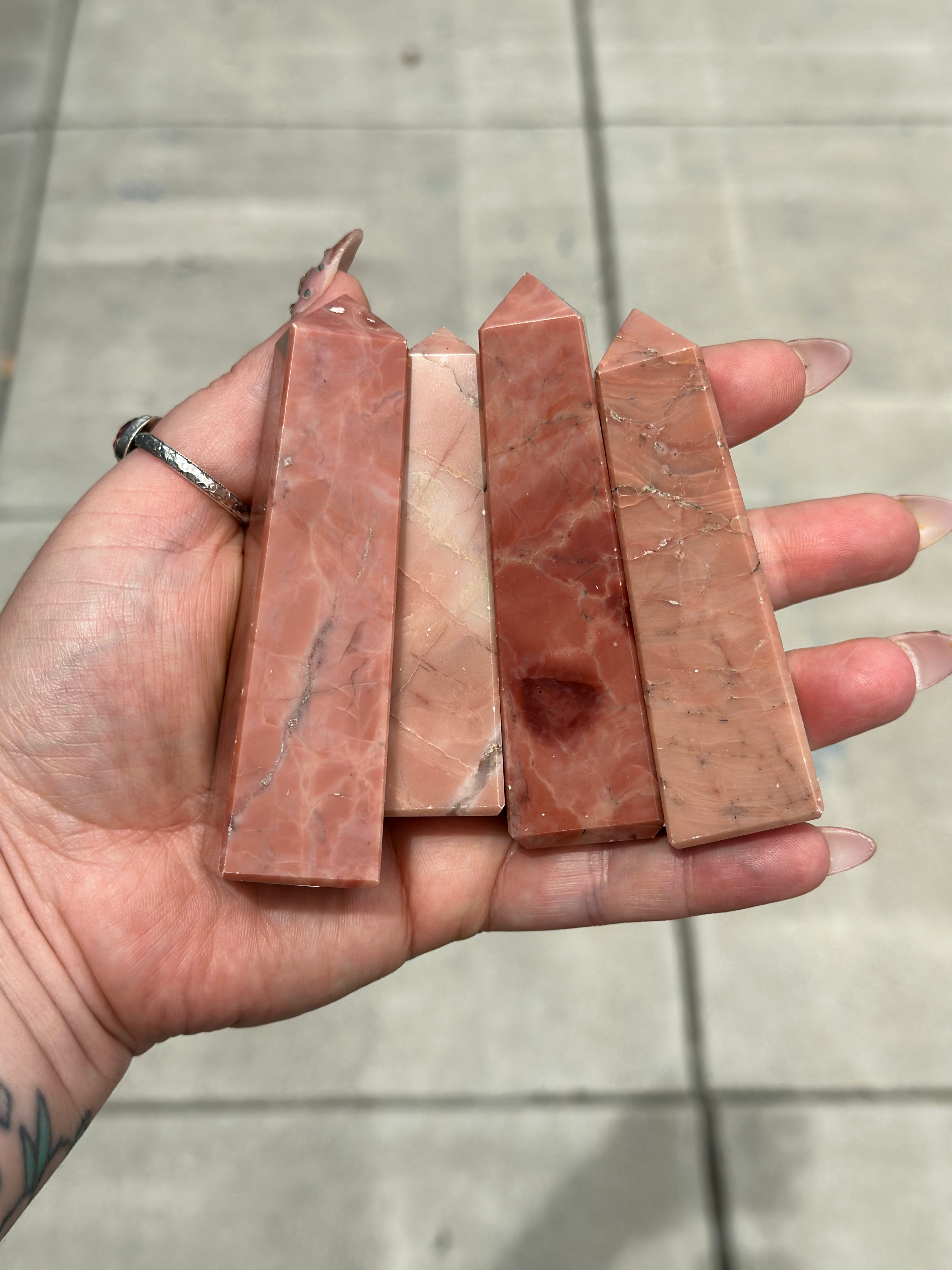 Egyptian Pink Opal Obelisk