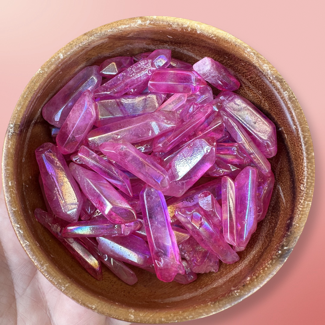 Pink Aura Quartz Points