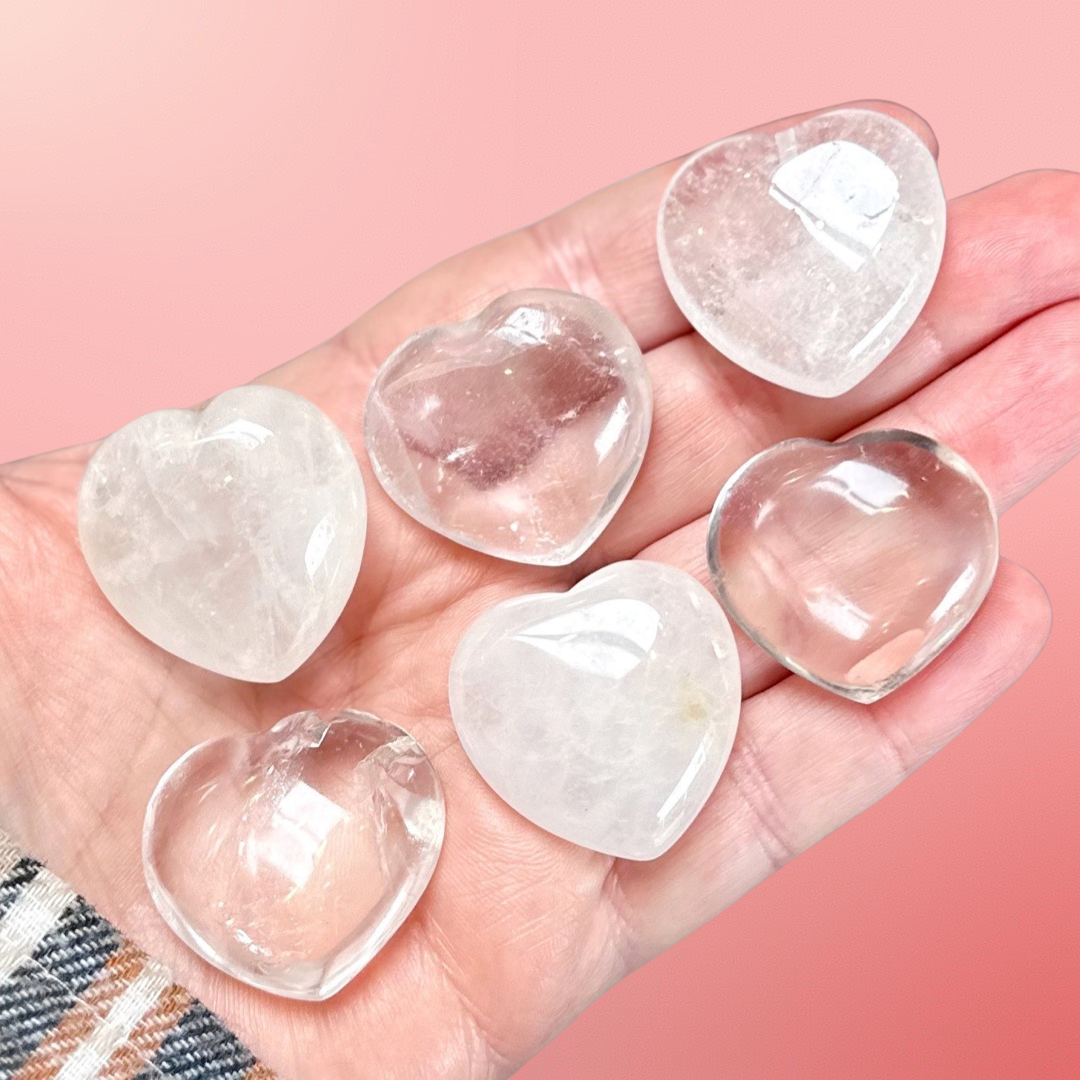Clear Quartz Hearts