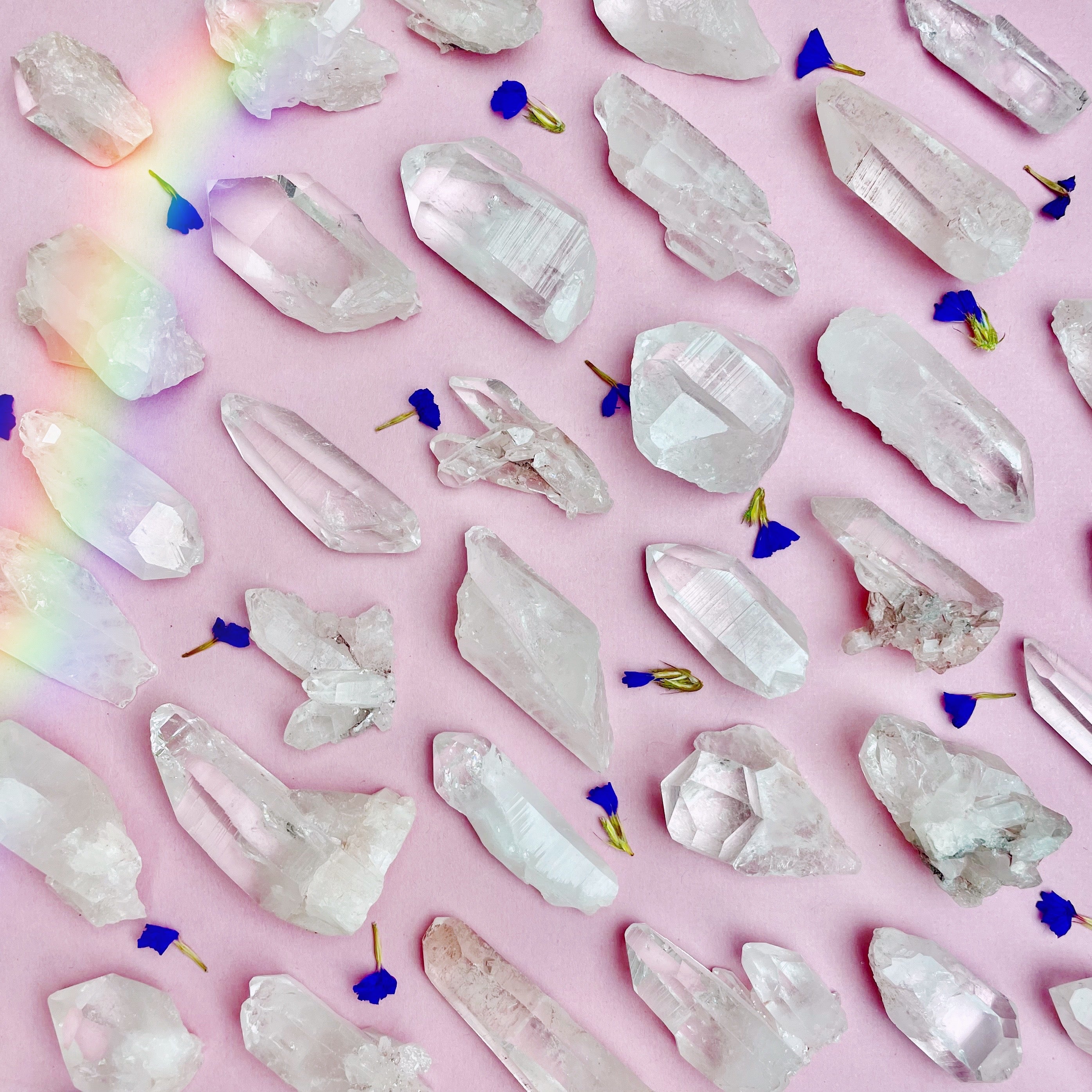 Pink Lemurian Seed Colombian Quartz Points