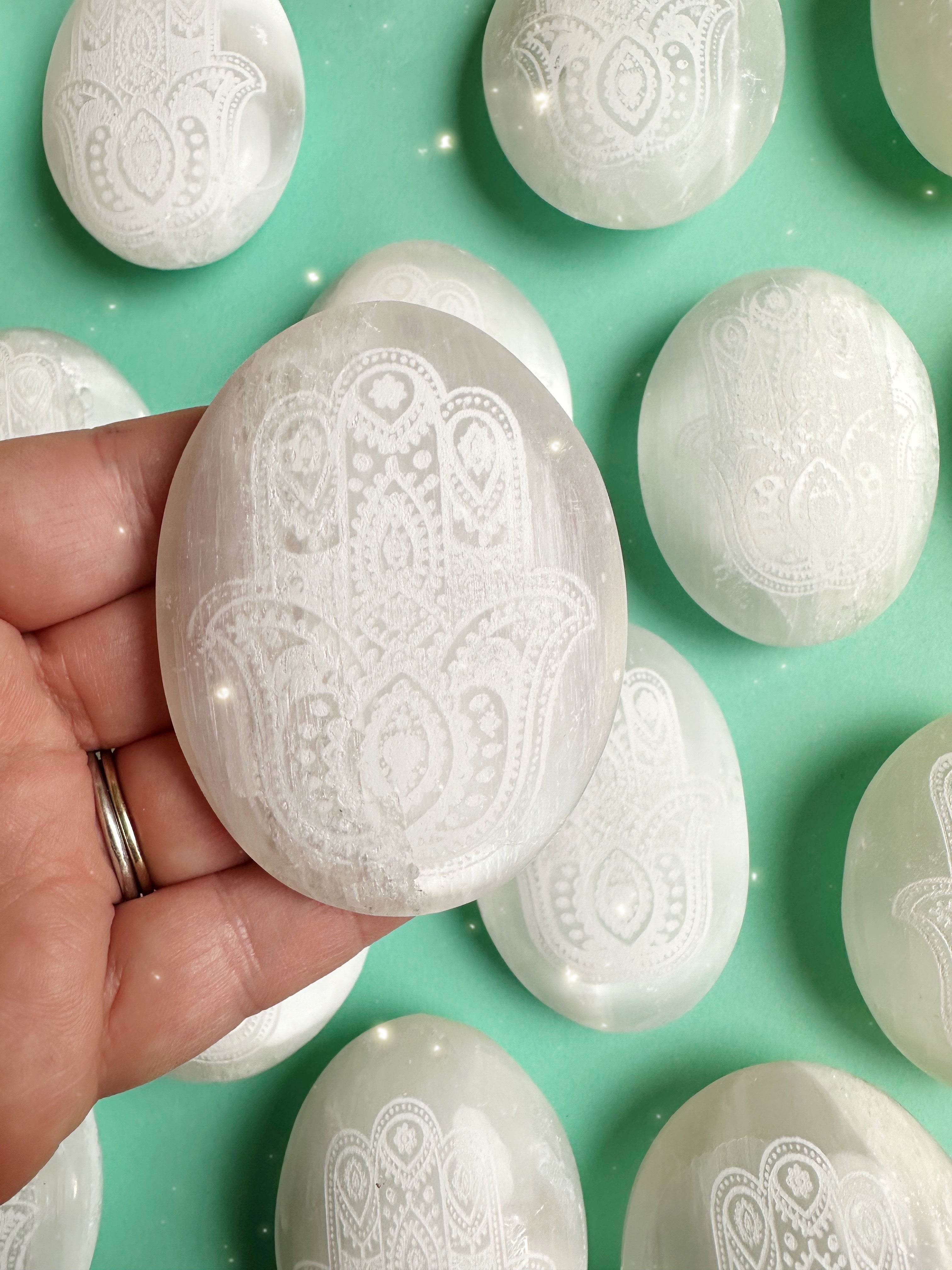 Selenite Palm Stone