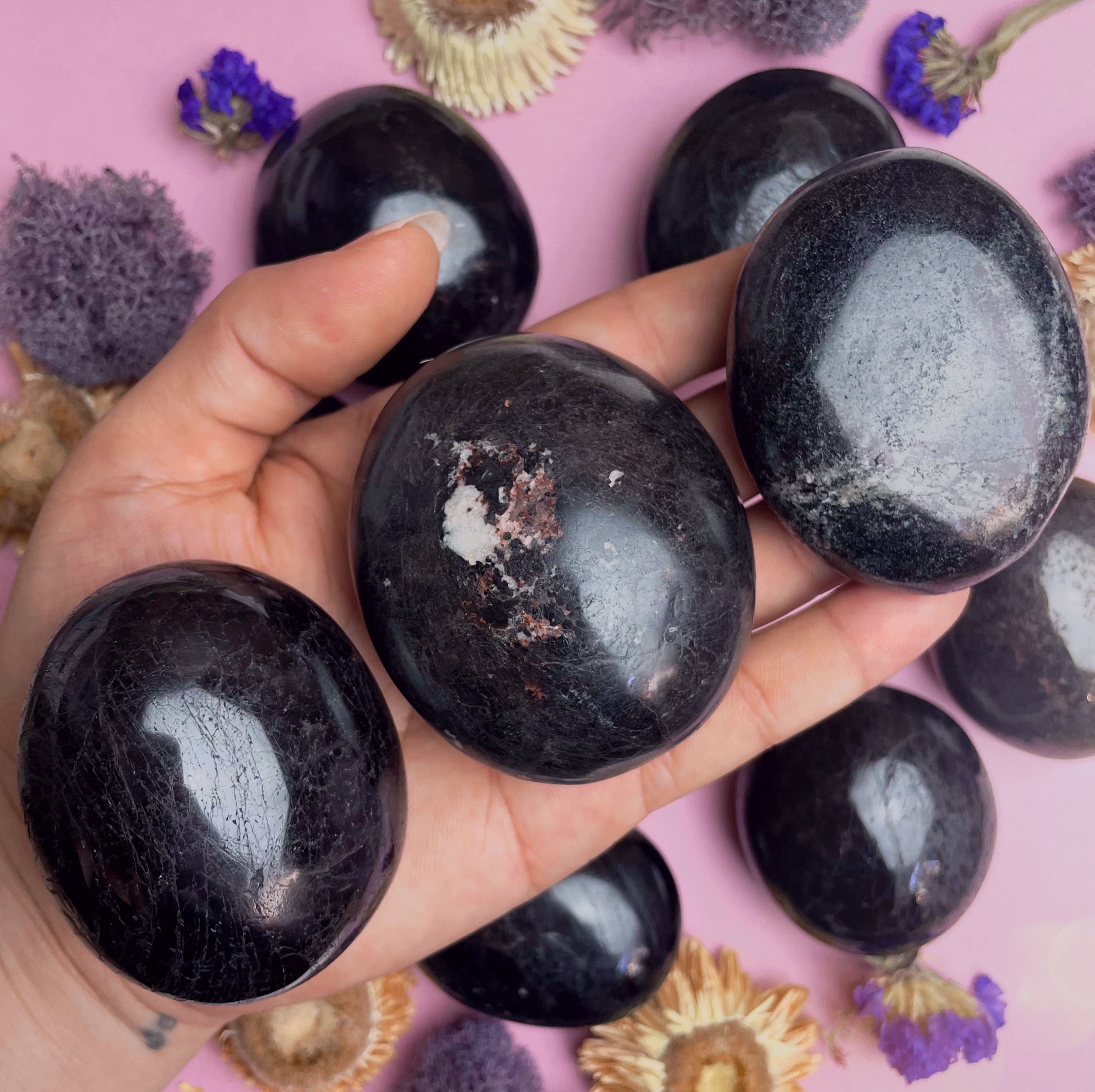 Black Tourmaline Palm Stone