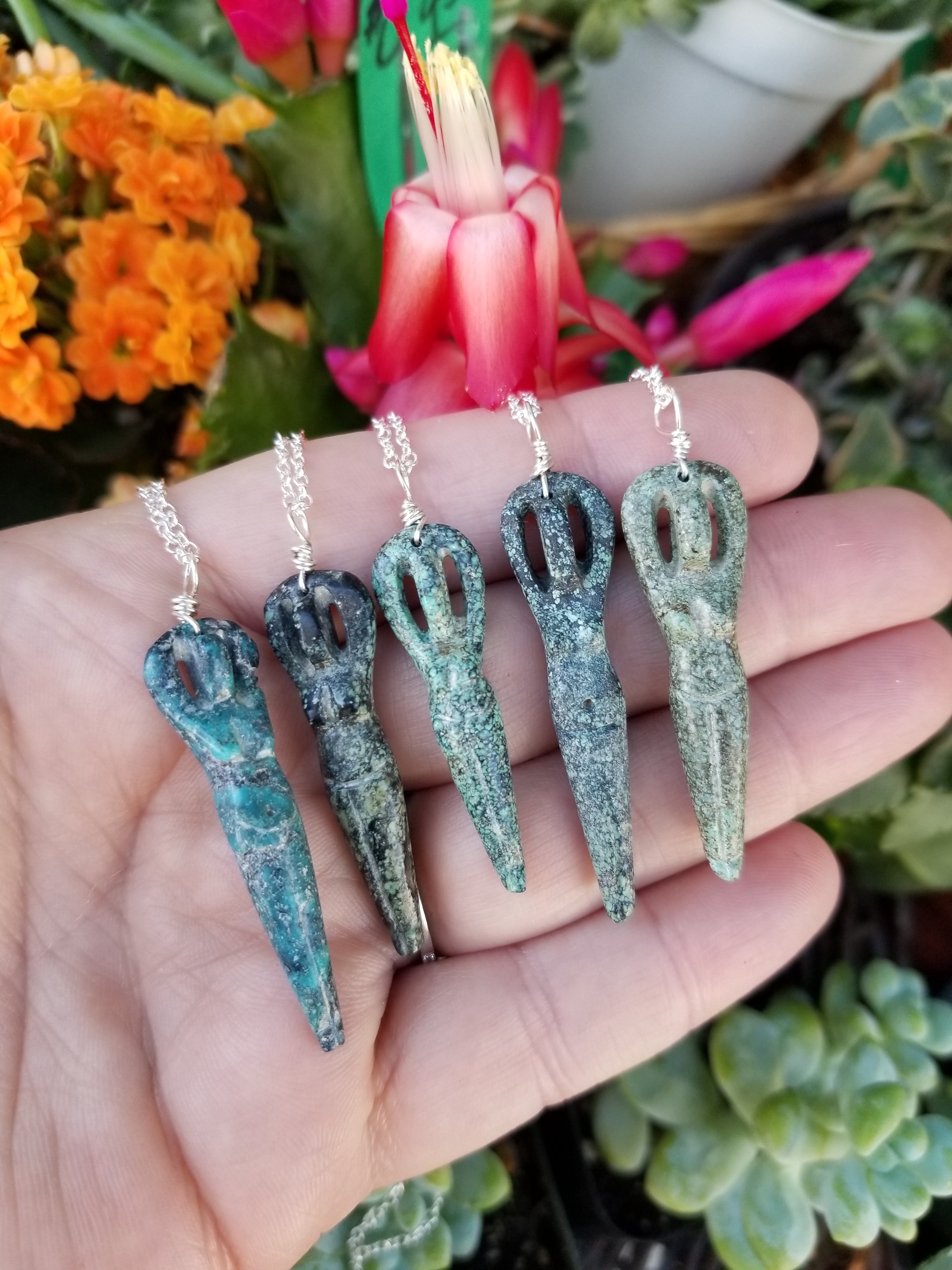 Turquoise Goddess Necklace in Sterling Silver