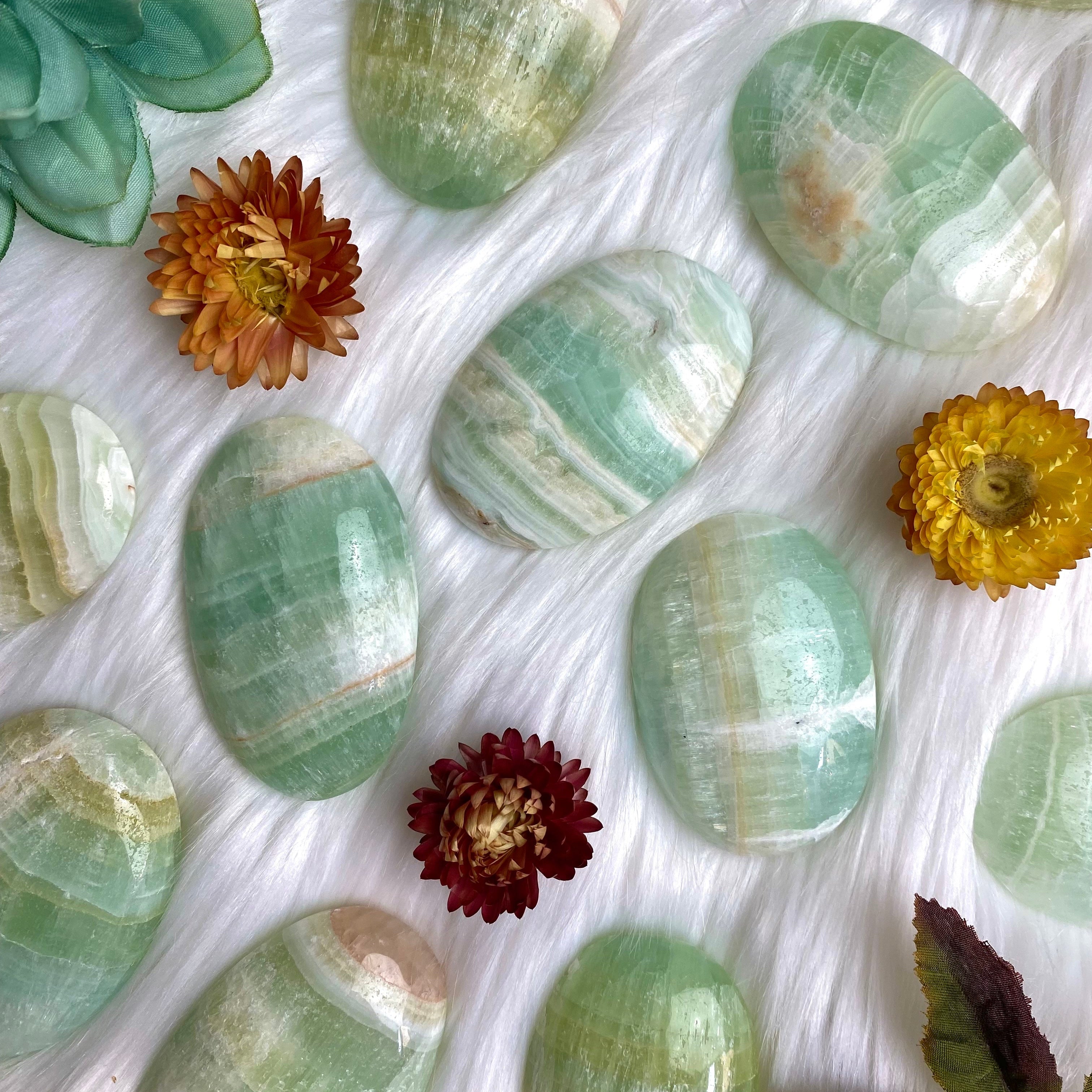 Pistachio Calcite Palm Stone