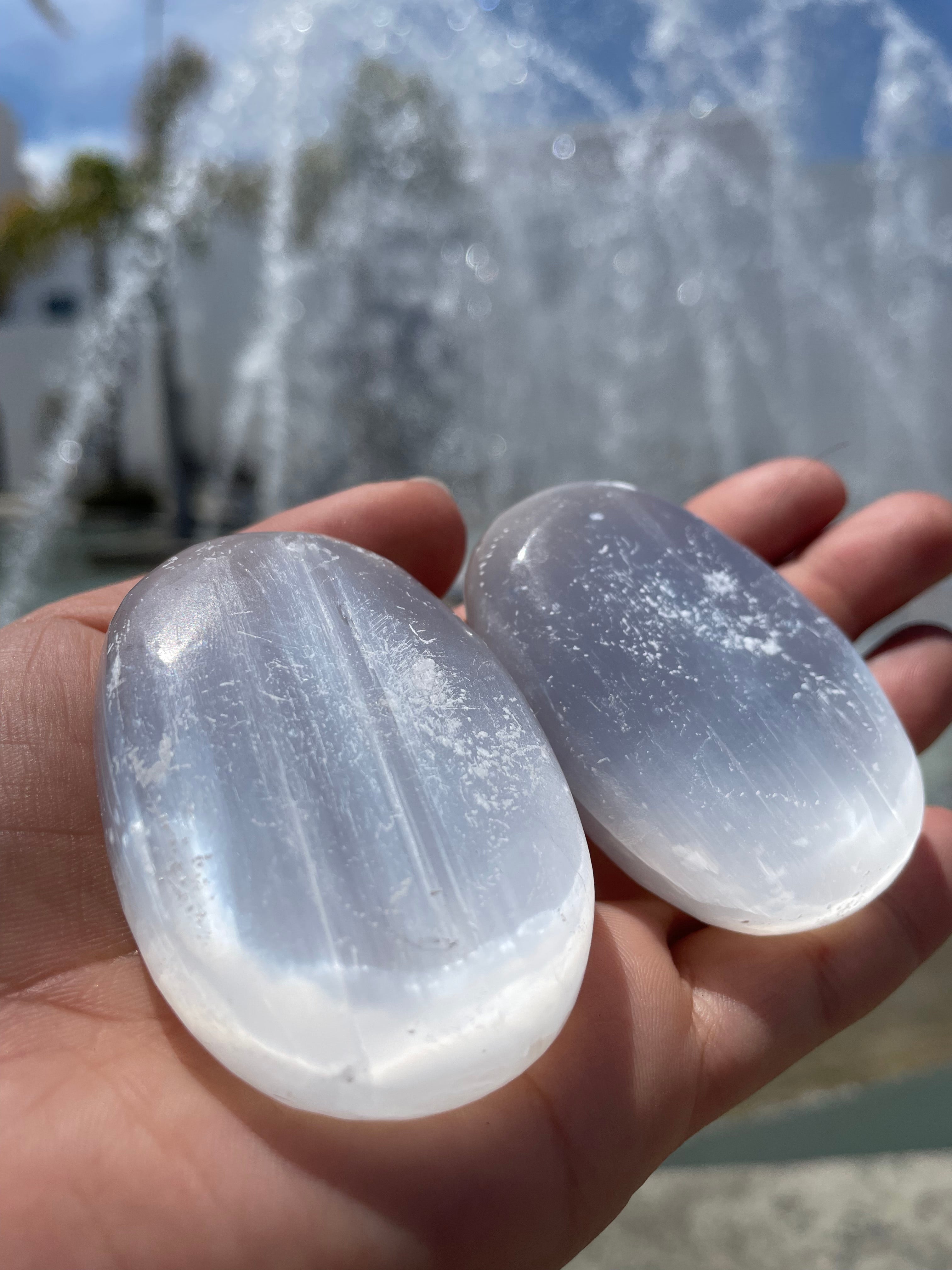 Selenite Palm Stone