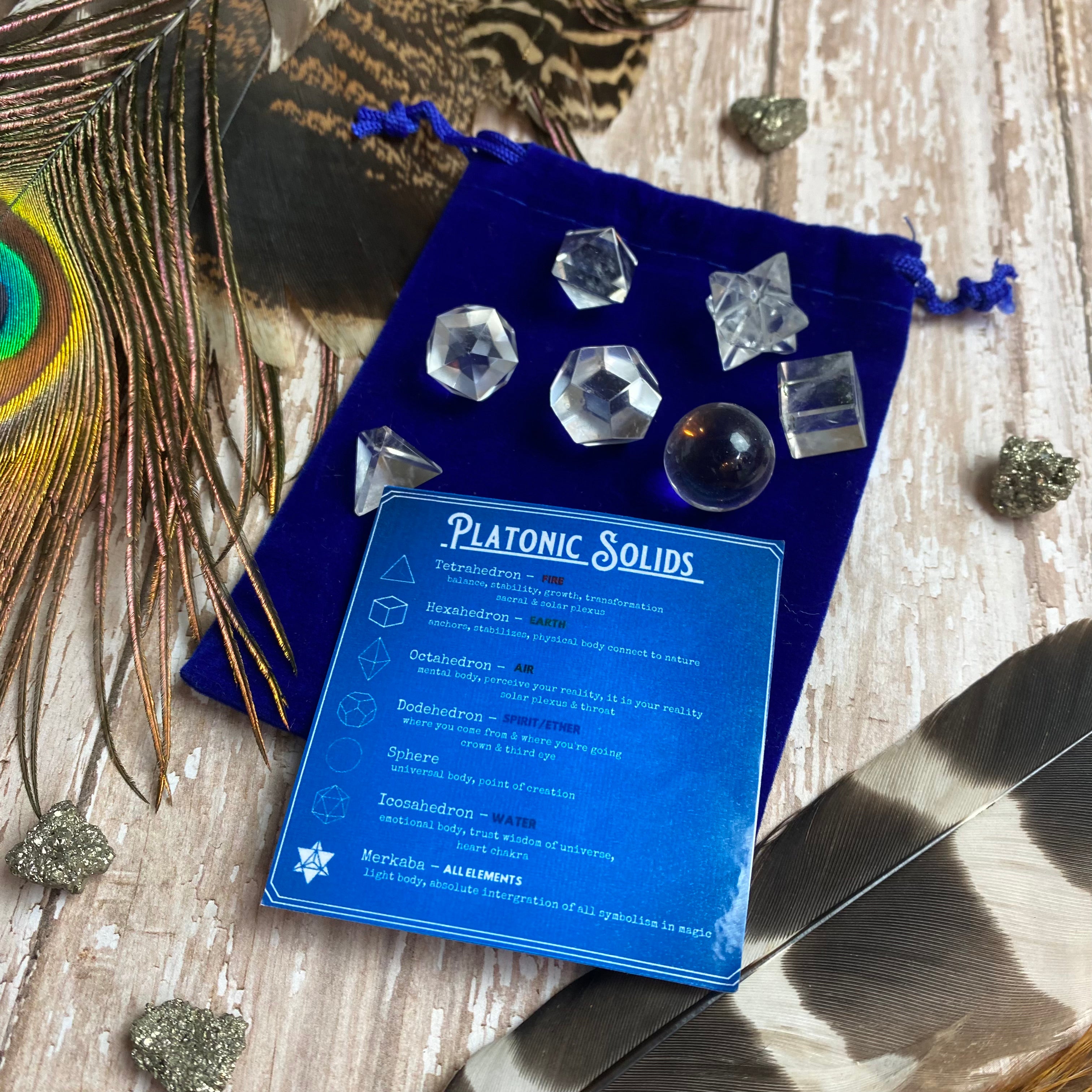 Platonic Solids Clear Quartz Set