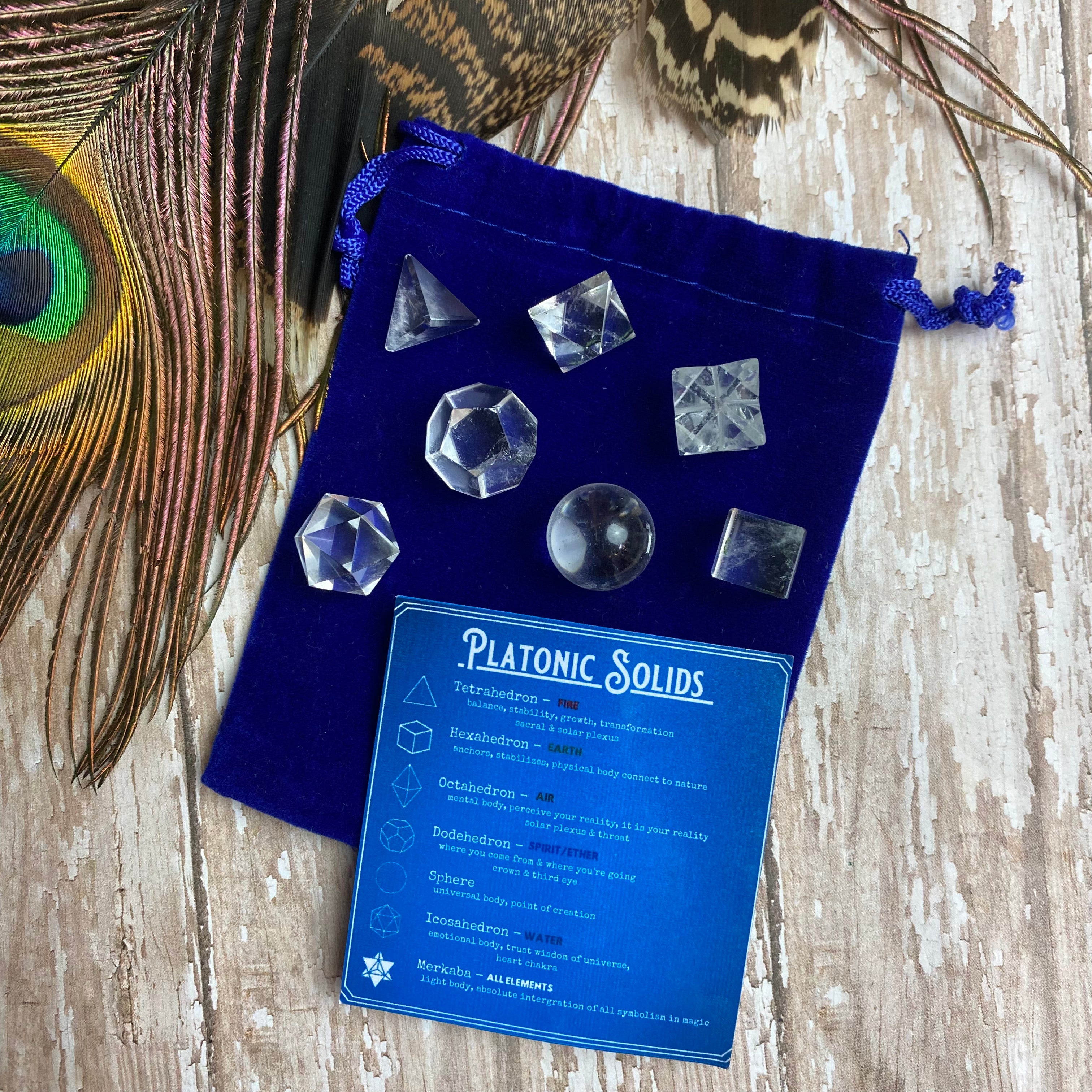 Platonic Solids Clear Quartz Set