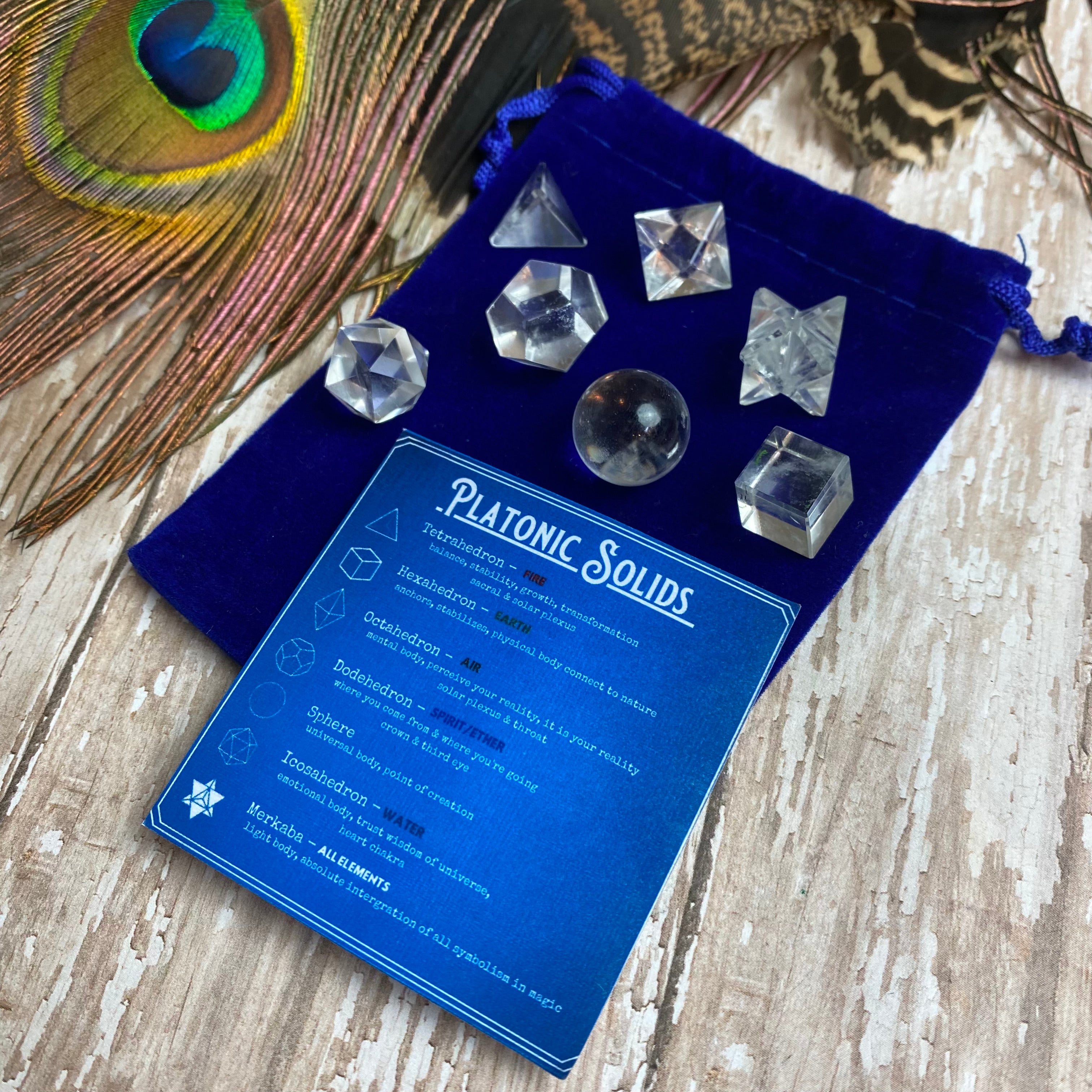 Platonic Solids Clear Quartz Set