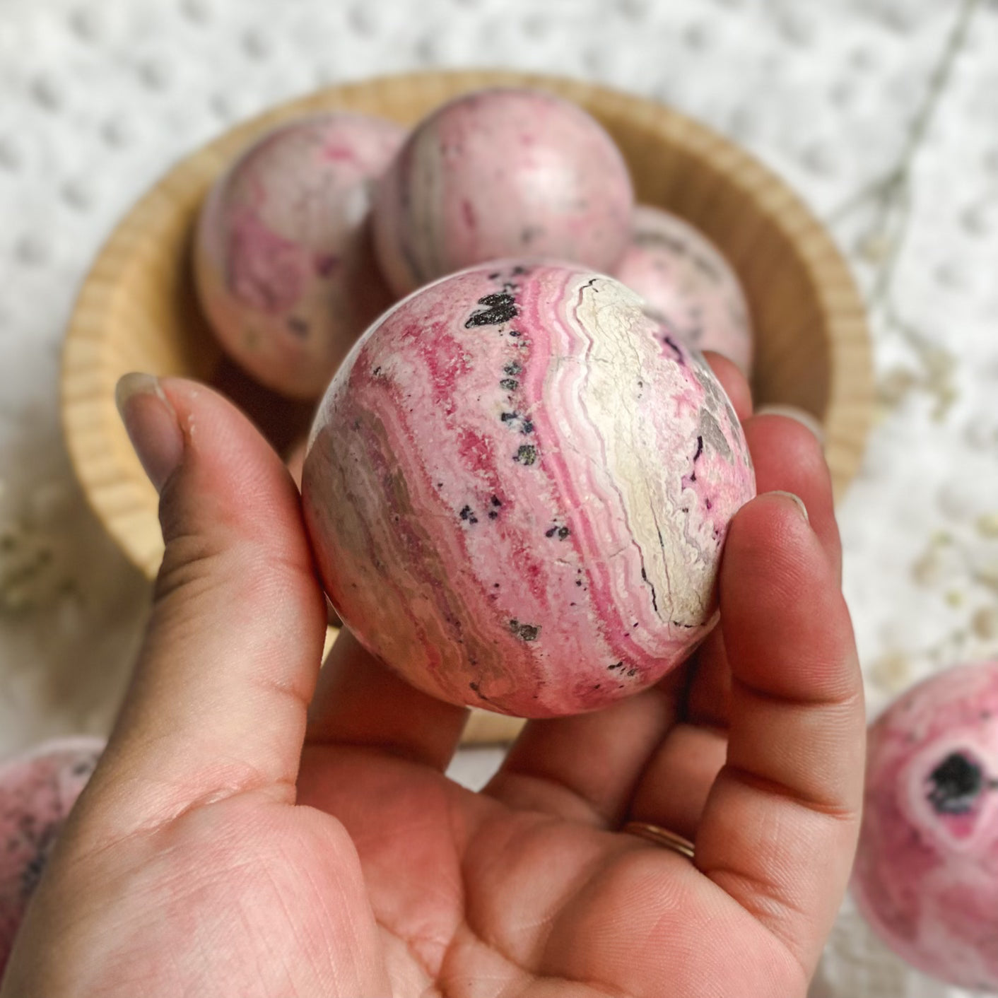Rhodochrosite Spheres for Healing Trauma