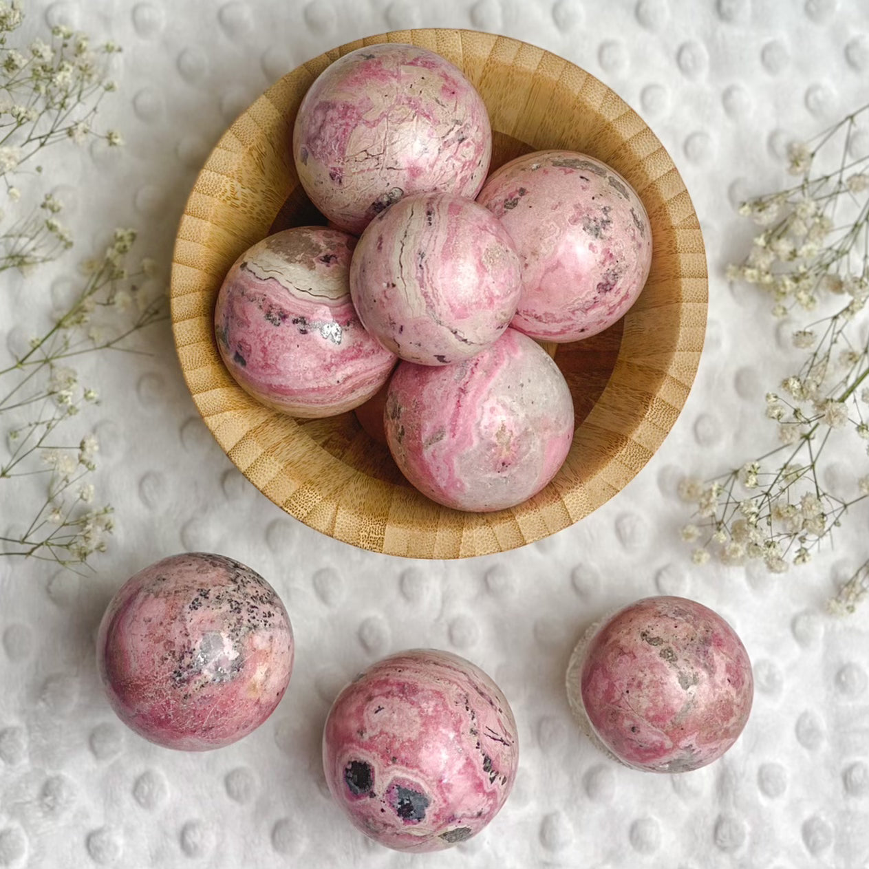 Rhodochrosite Spheres for Healing Trauma