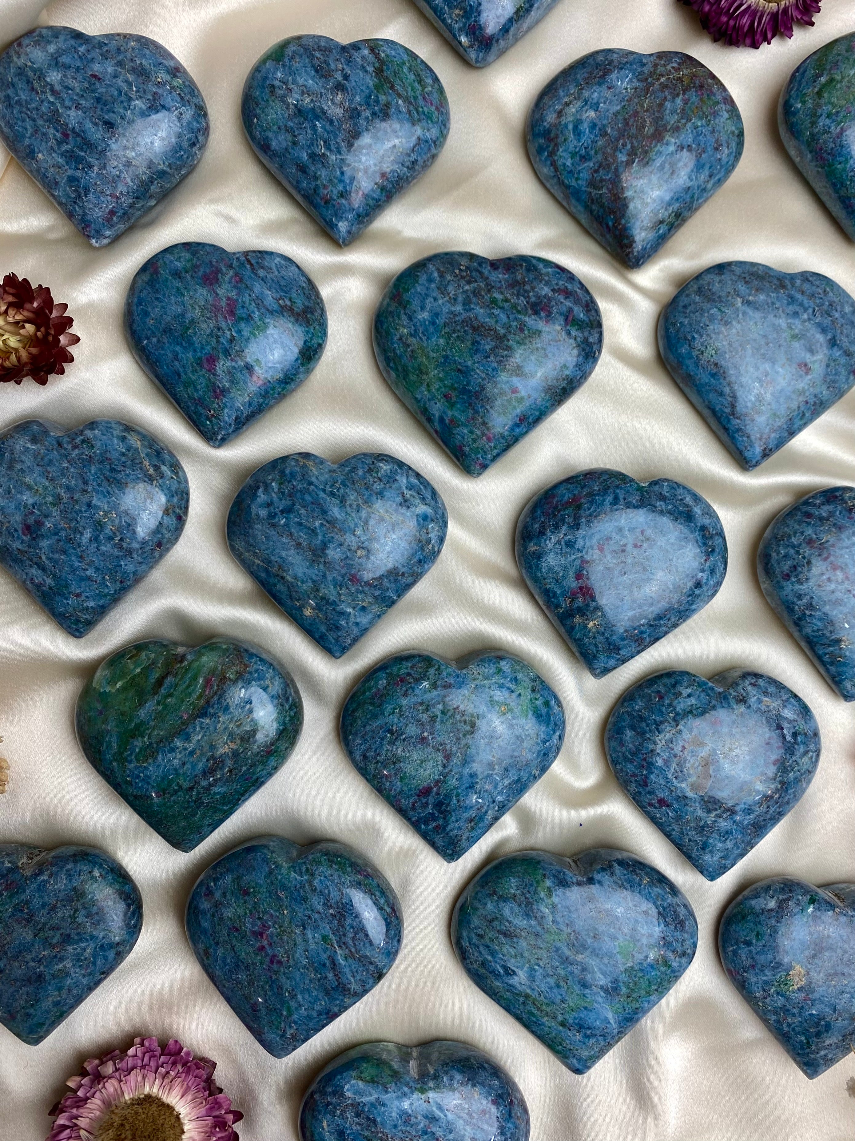 Kyanite Heart with Ruby and Fuchsite