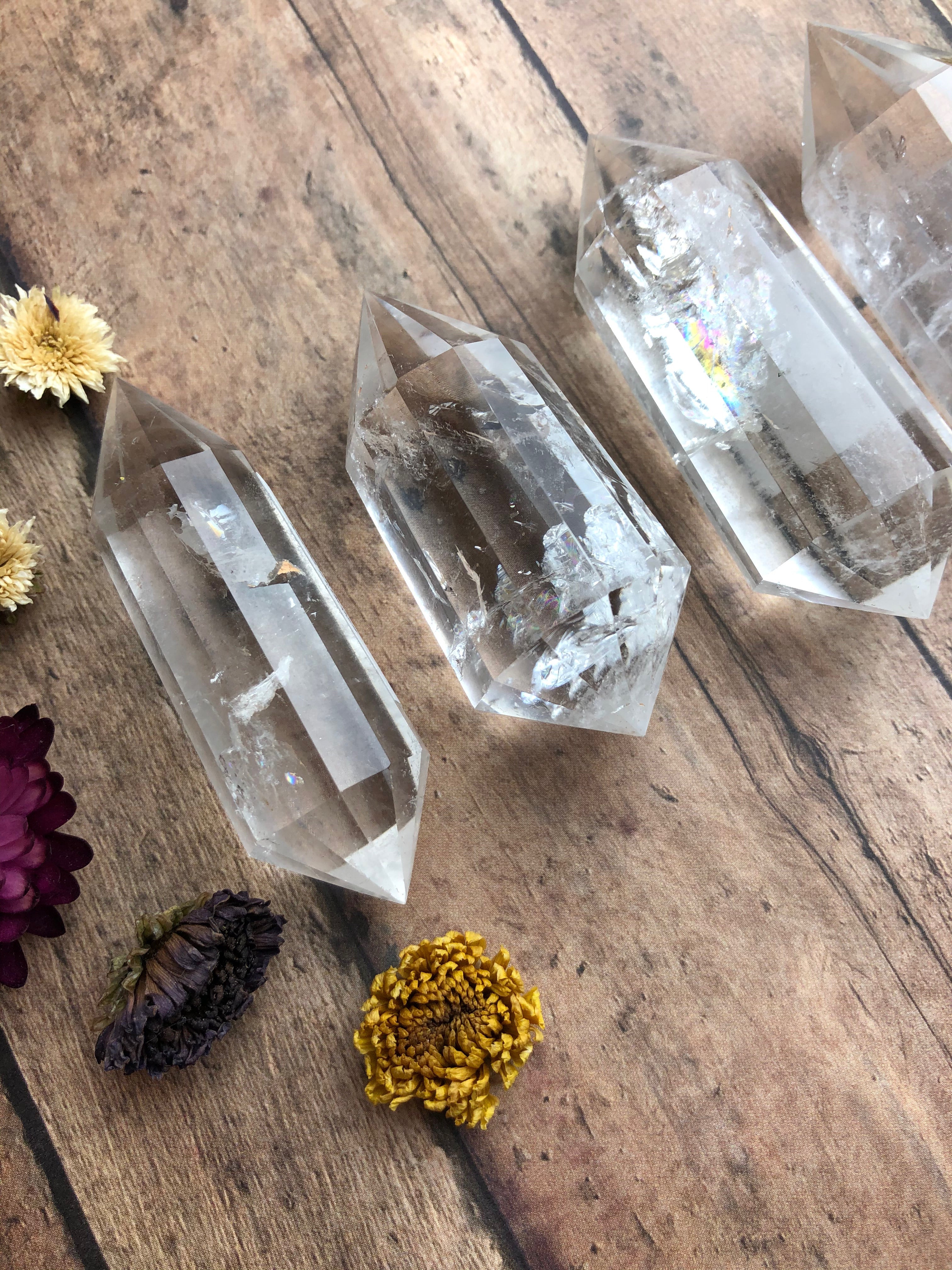 Clear Quartz Vogel Cut Double Terminated Points