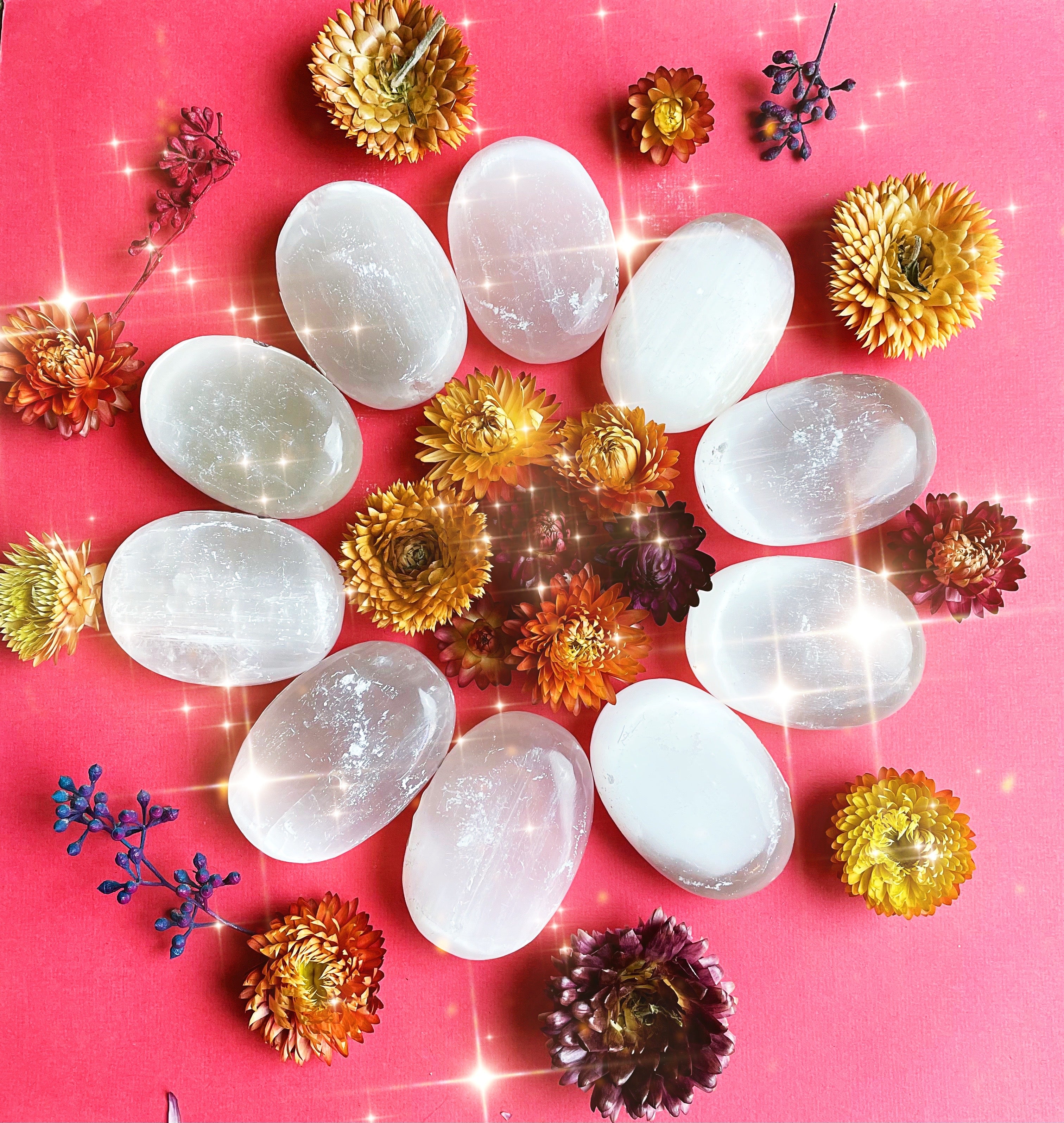 Selenite Palm Stone