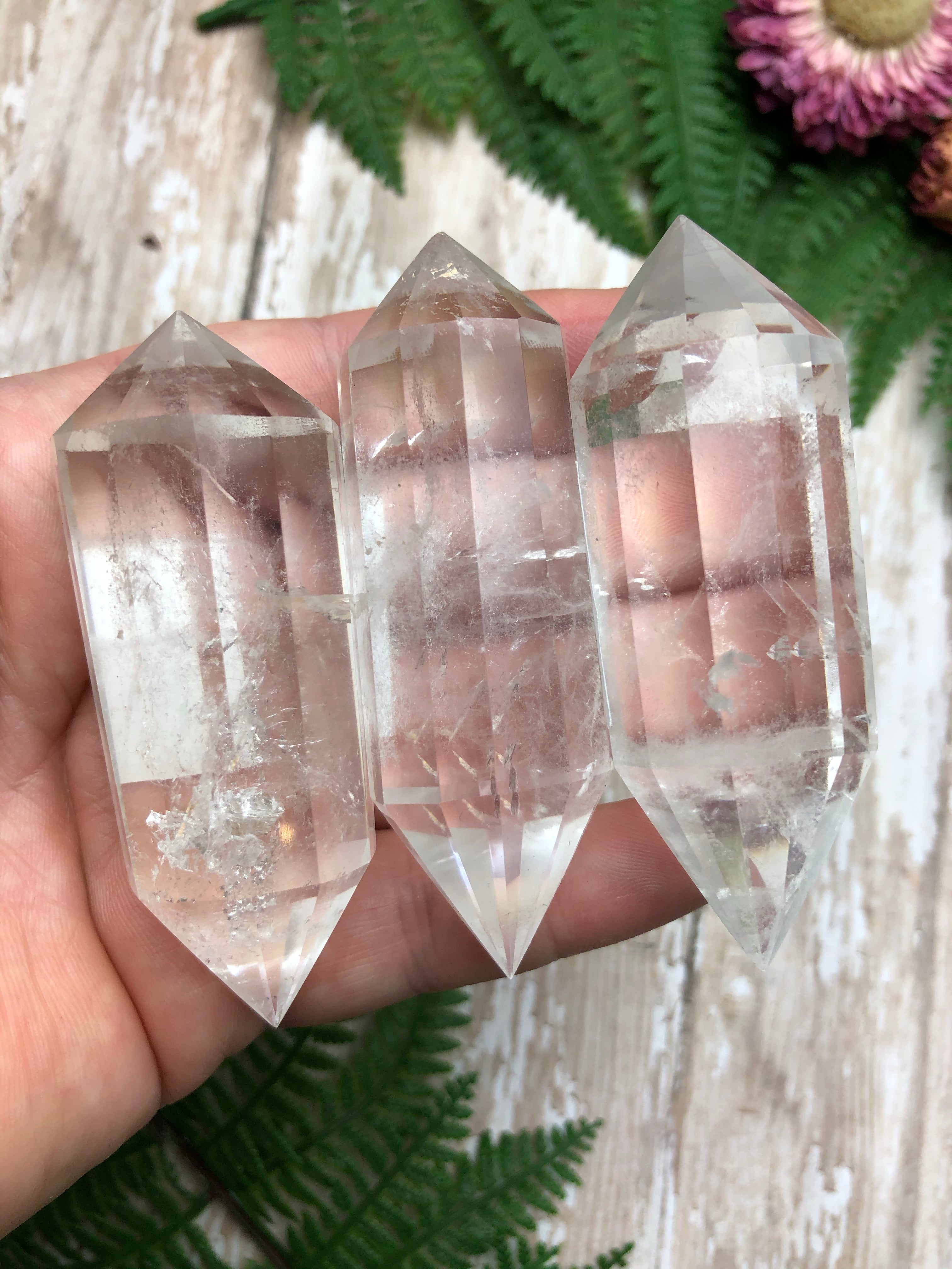 Clear Quartz Vogel Cut Double Terminated Points
