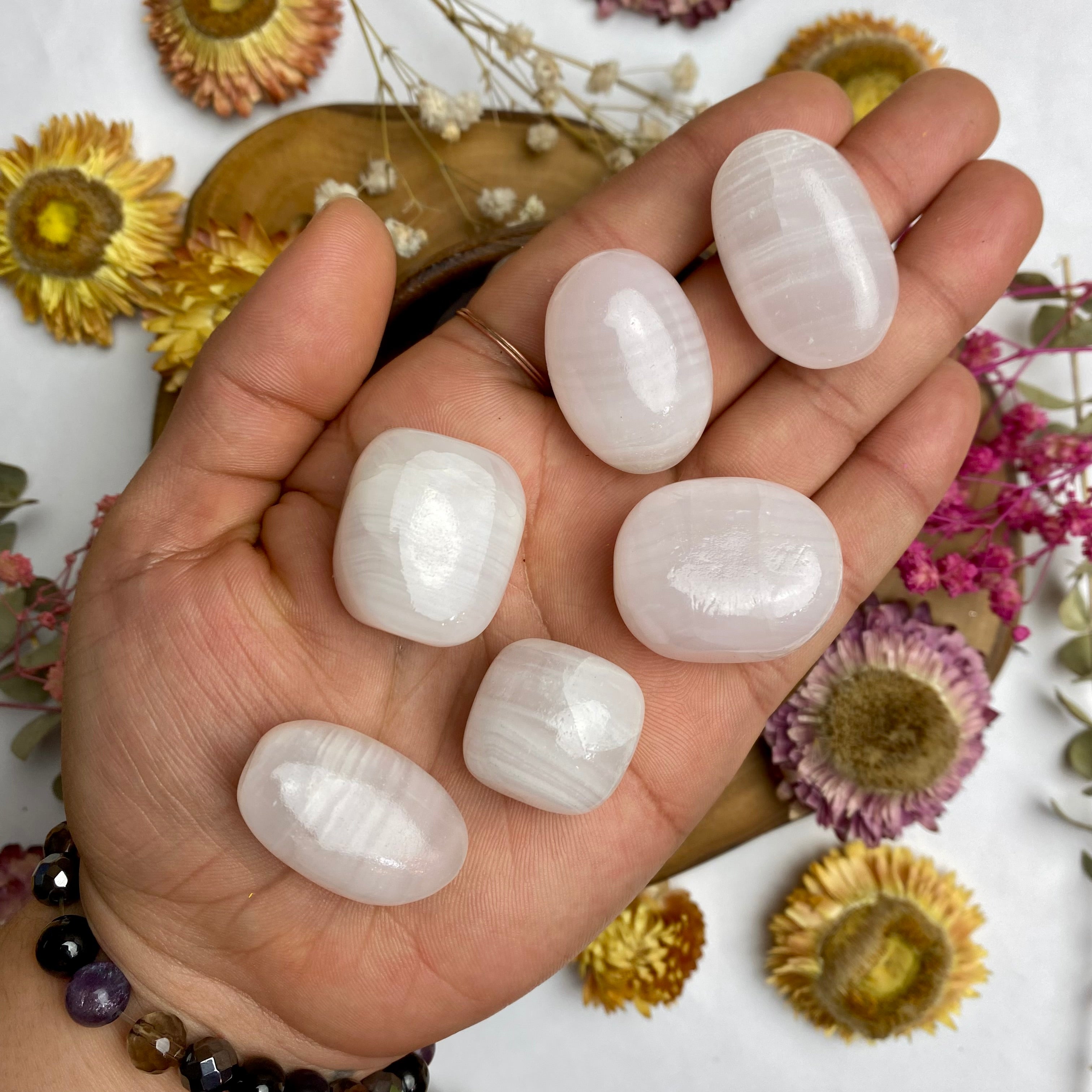 Light Pink Calcite Tumbled Stone