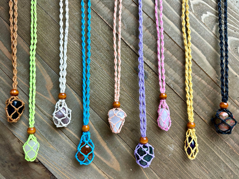 Macrame Necklace Crystal Pouch