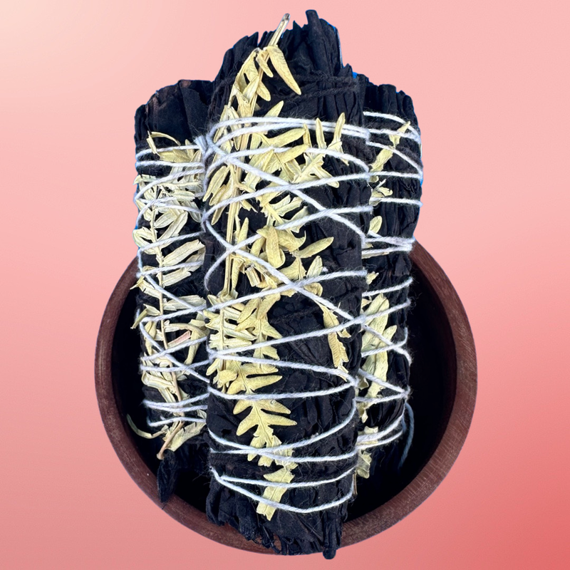 Terra Floral White Sage with Black Resin