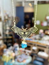 Gold Moth Apatite Necklace