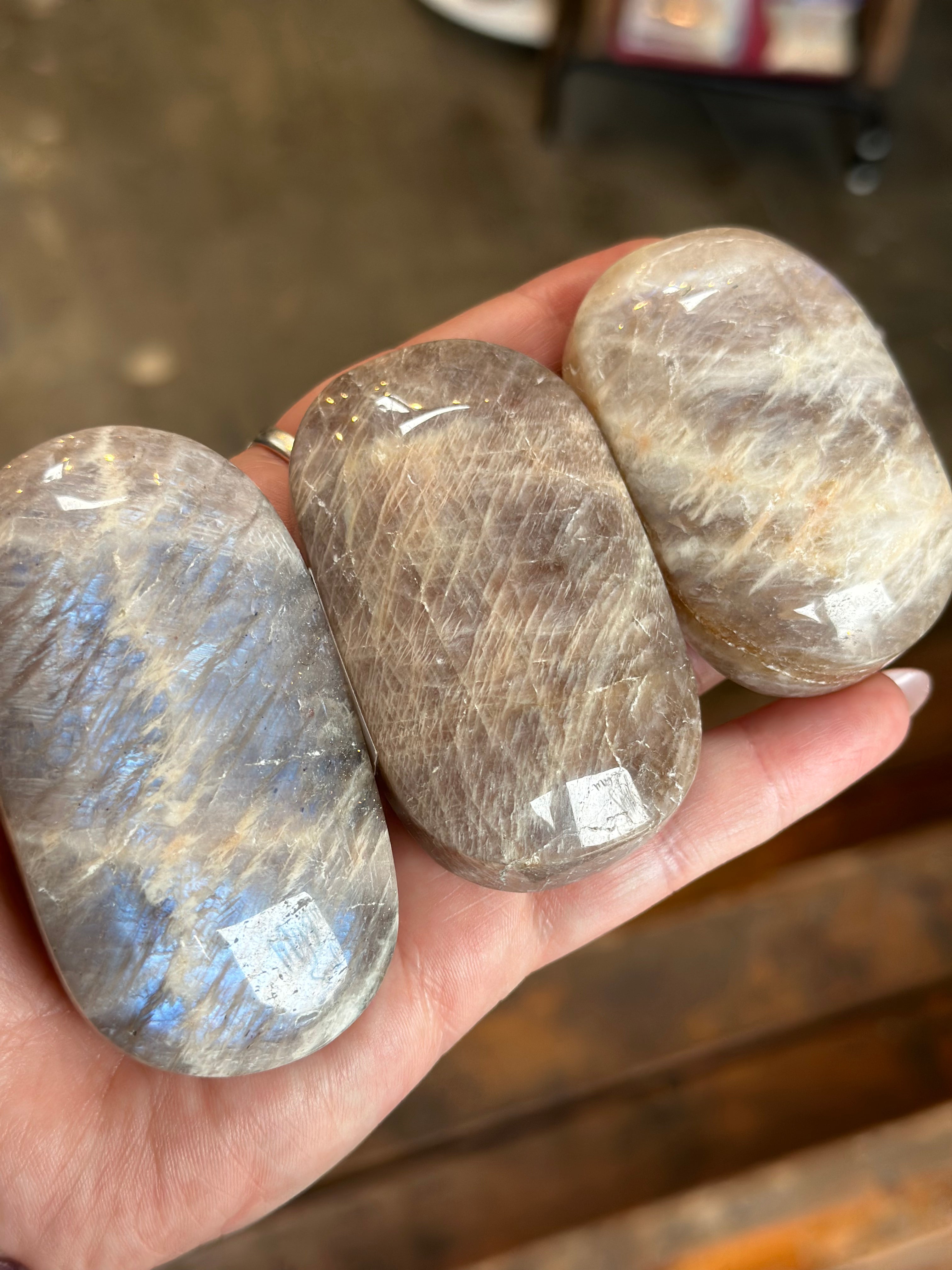 Moonstone Palm Stones