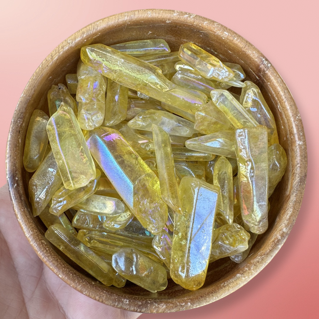 Yellow Aura Quartz Points