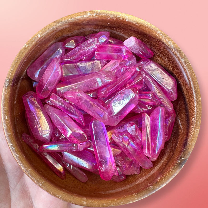 Pink Aura Quartz Points