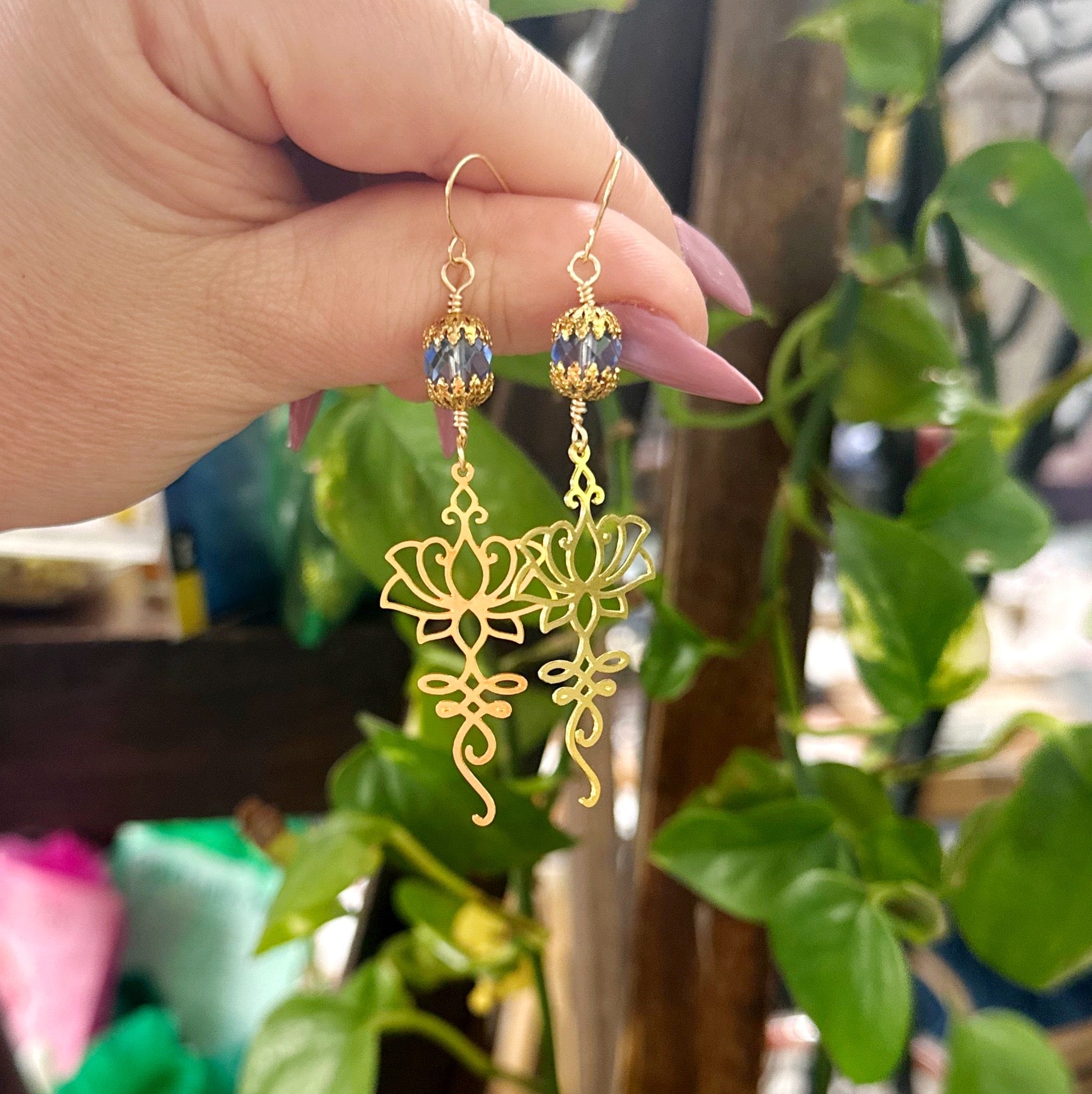 Lotus Flower Gold Earrings