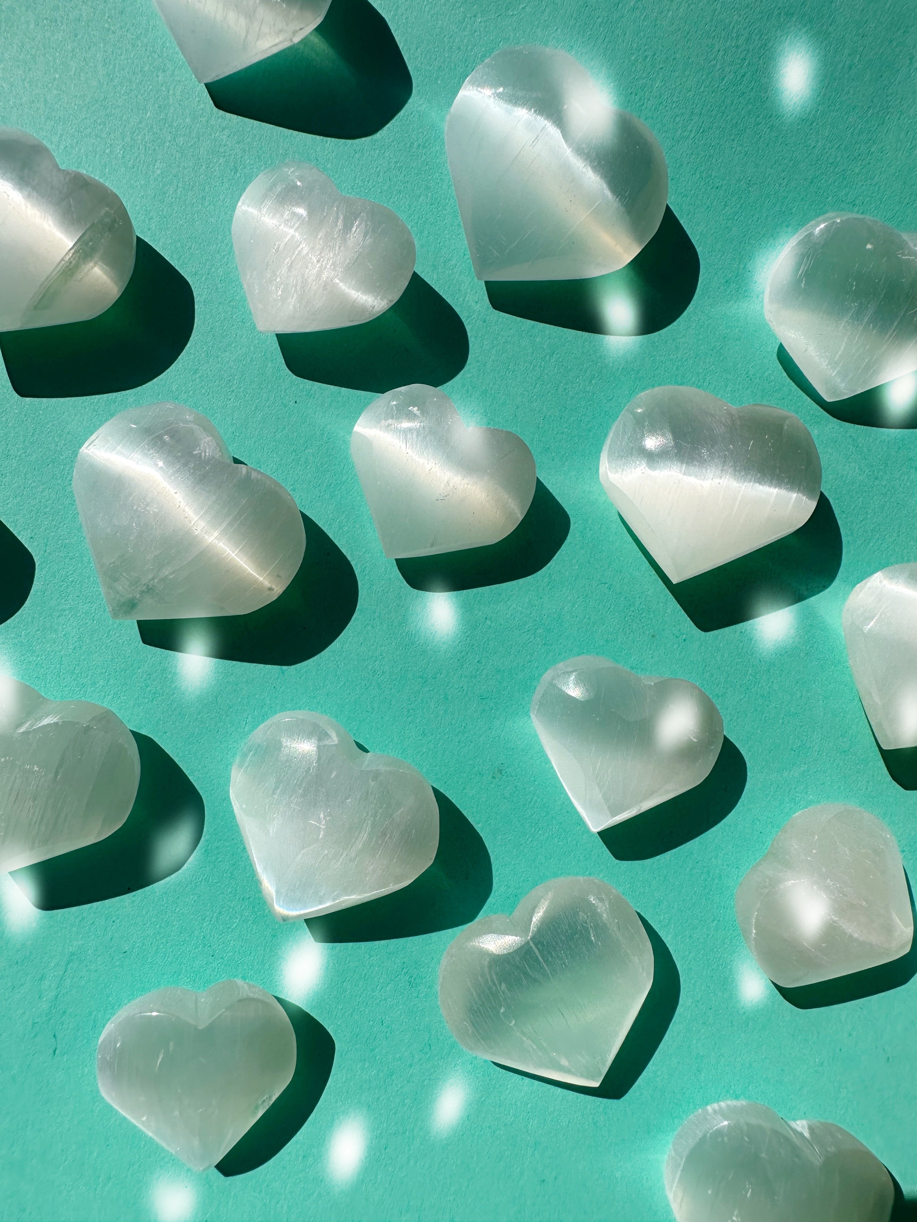 Selenite Satin Spar Hearts for Love Protection