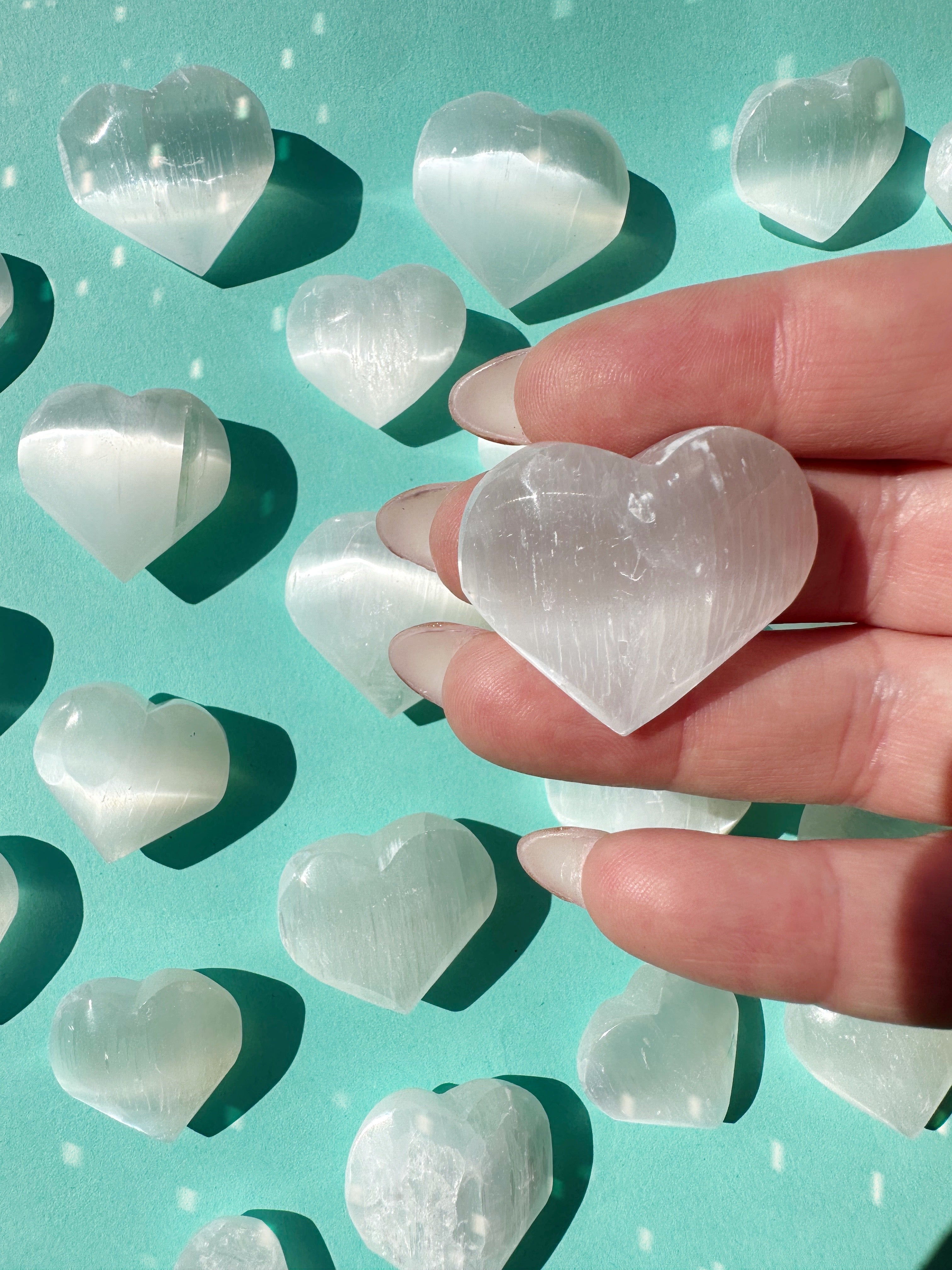 Selenite Satin Spar Hearts for Love Protection