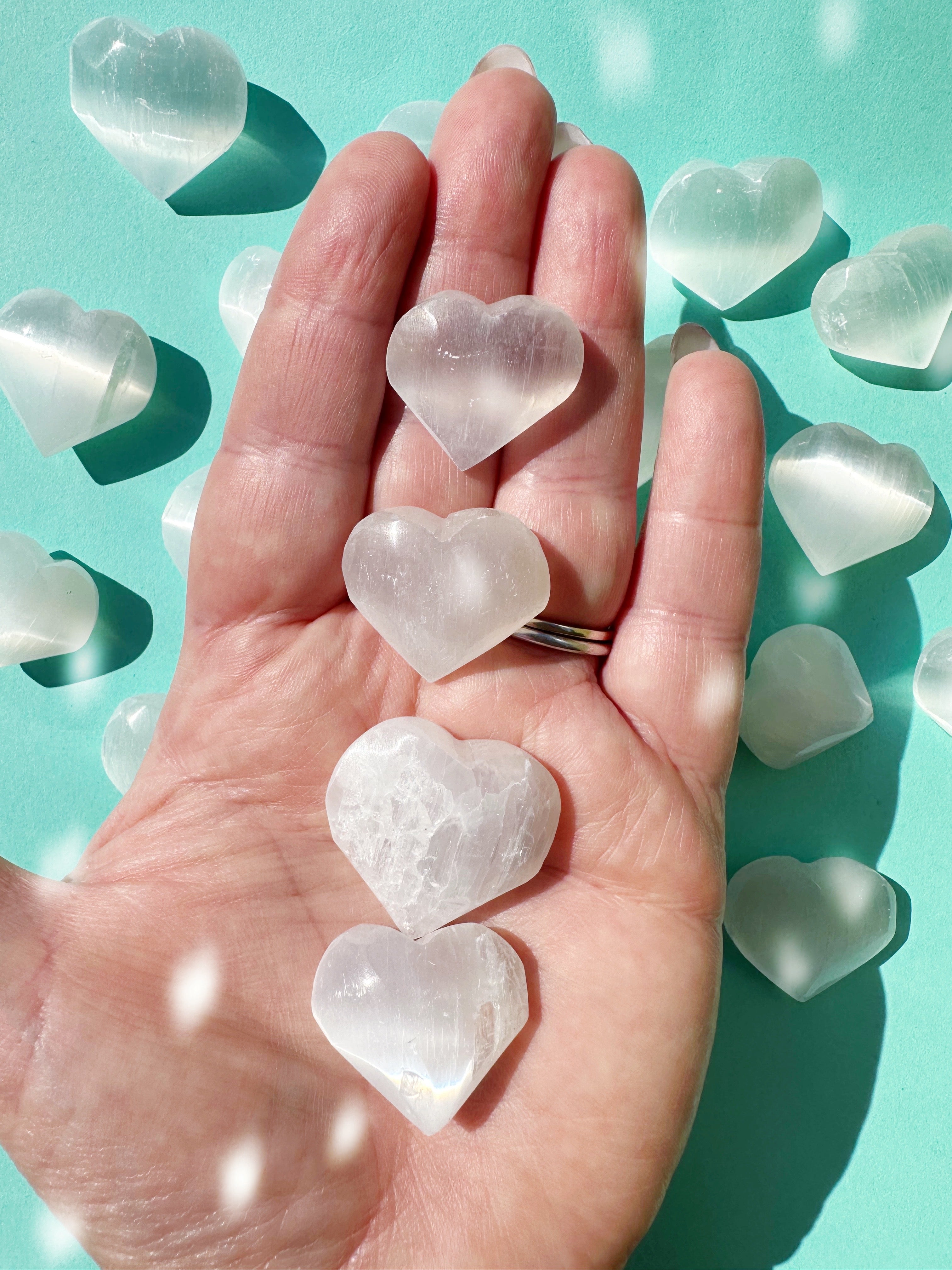 Selenite Satin Spar Hearts for Love Protection