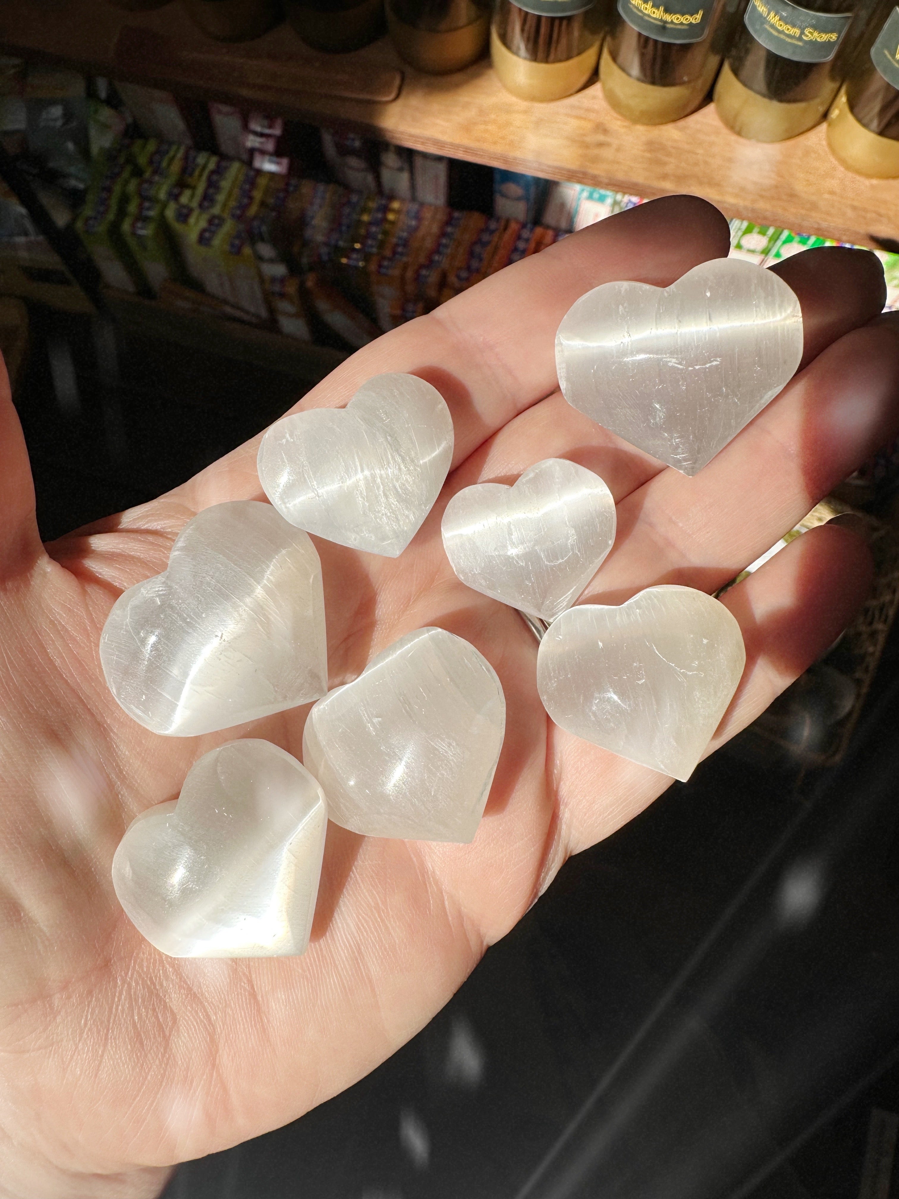 Selenite Satin Spar Hearts for Love Protection