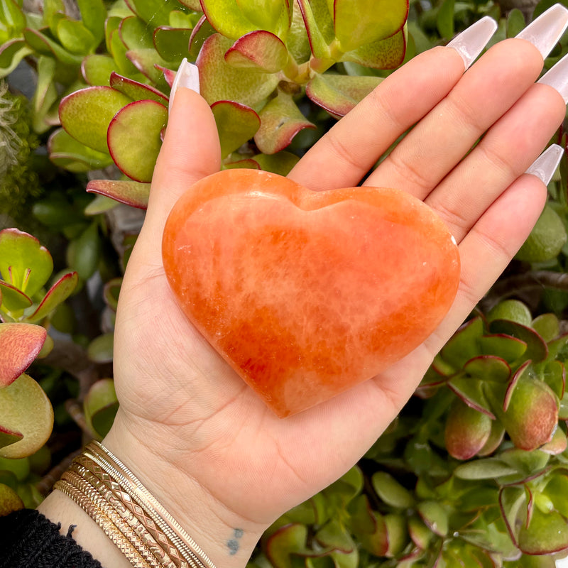 Peach Selenite Satin Spar Hearts