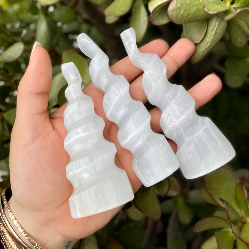 Selenite Satin Spar Unicorn Horns
