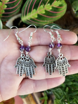 Hamsa & Amethyst Earrings