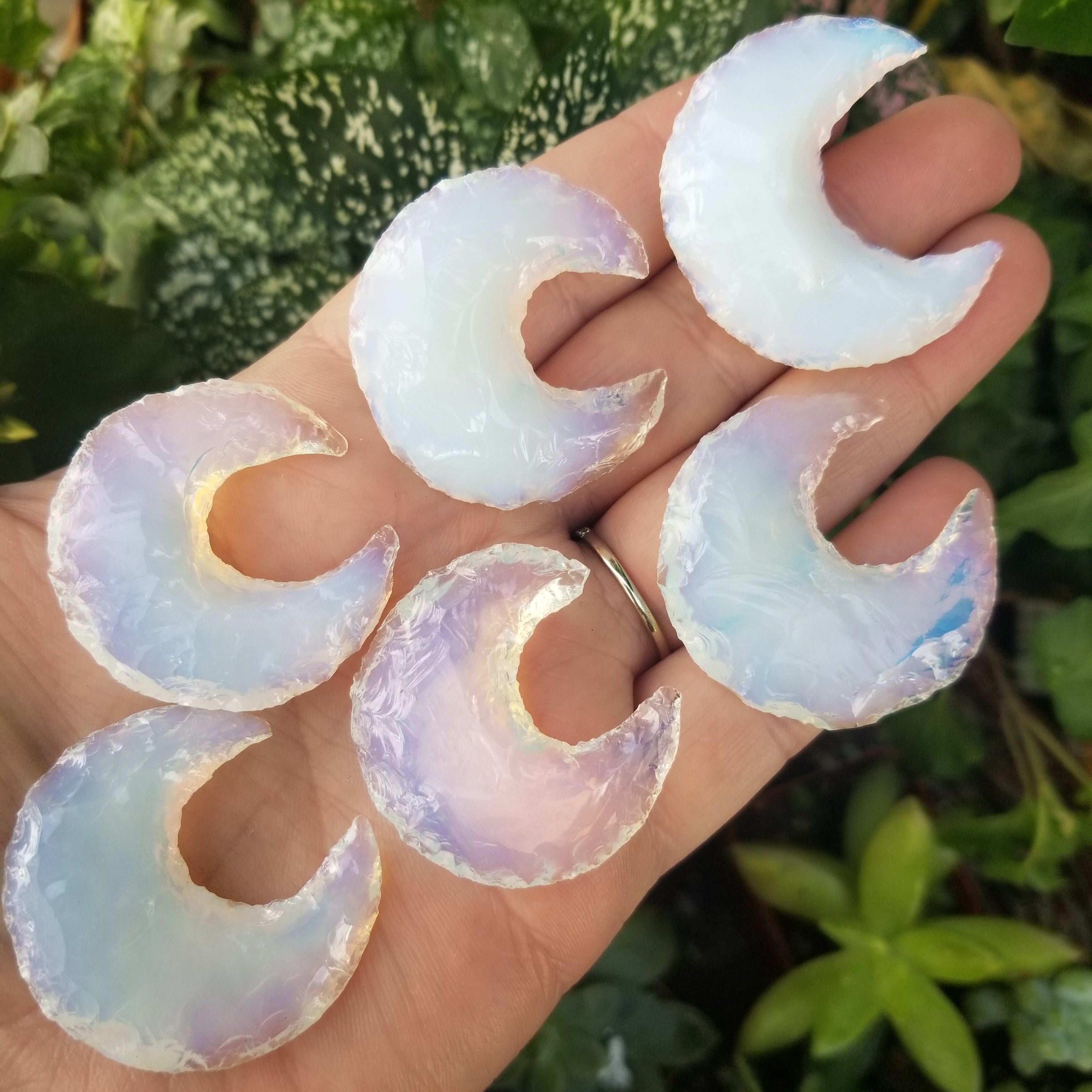 Carved Moon Opalite, Rose Quartz, or Titanium Obsidian