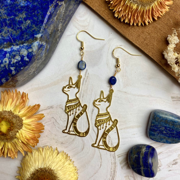 Bastet Lapis Lazuli Earrings