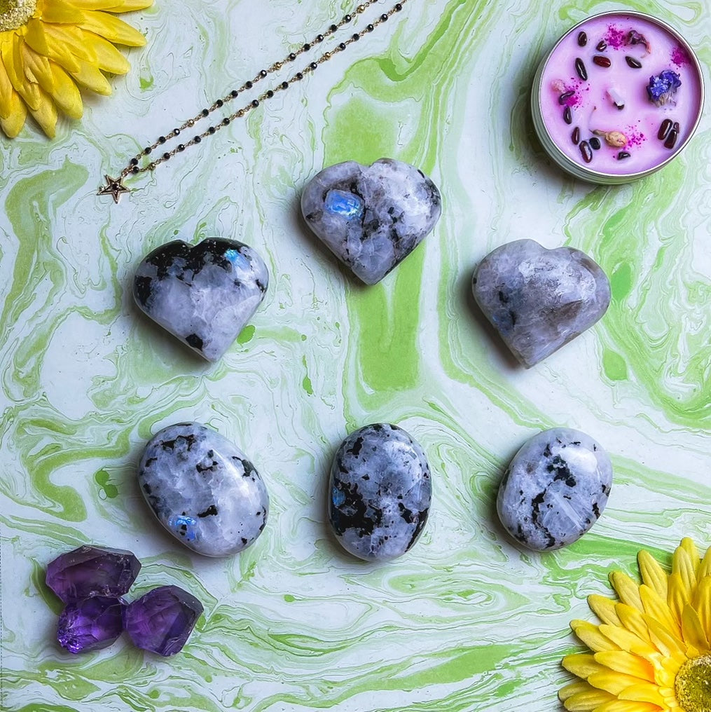 Rainbow Moonstone Palm Stones