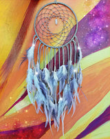 Gray, White, & Light Pink Dream Catcher with Rose Quartz Beads