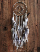 Gray, White, & Light Pink Dream Catcher with Rose Quartz Beads
