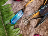 Dream Catcher Rear View Mirror Charm // Golden Yellow // Turquoise // Tree of Life // Aqua Aura Quartz