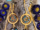 Dream Catcher Rear View Mirror Charm // Golden Yellow // Turquoise // Tree of Life // Aqua Aura Quartz