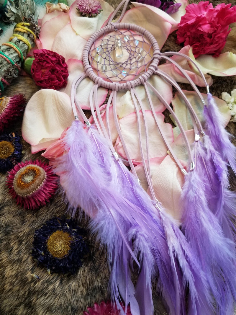 Lavender Dream Catcher // Aura Quartz Bubble Beads