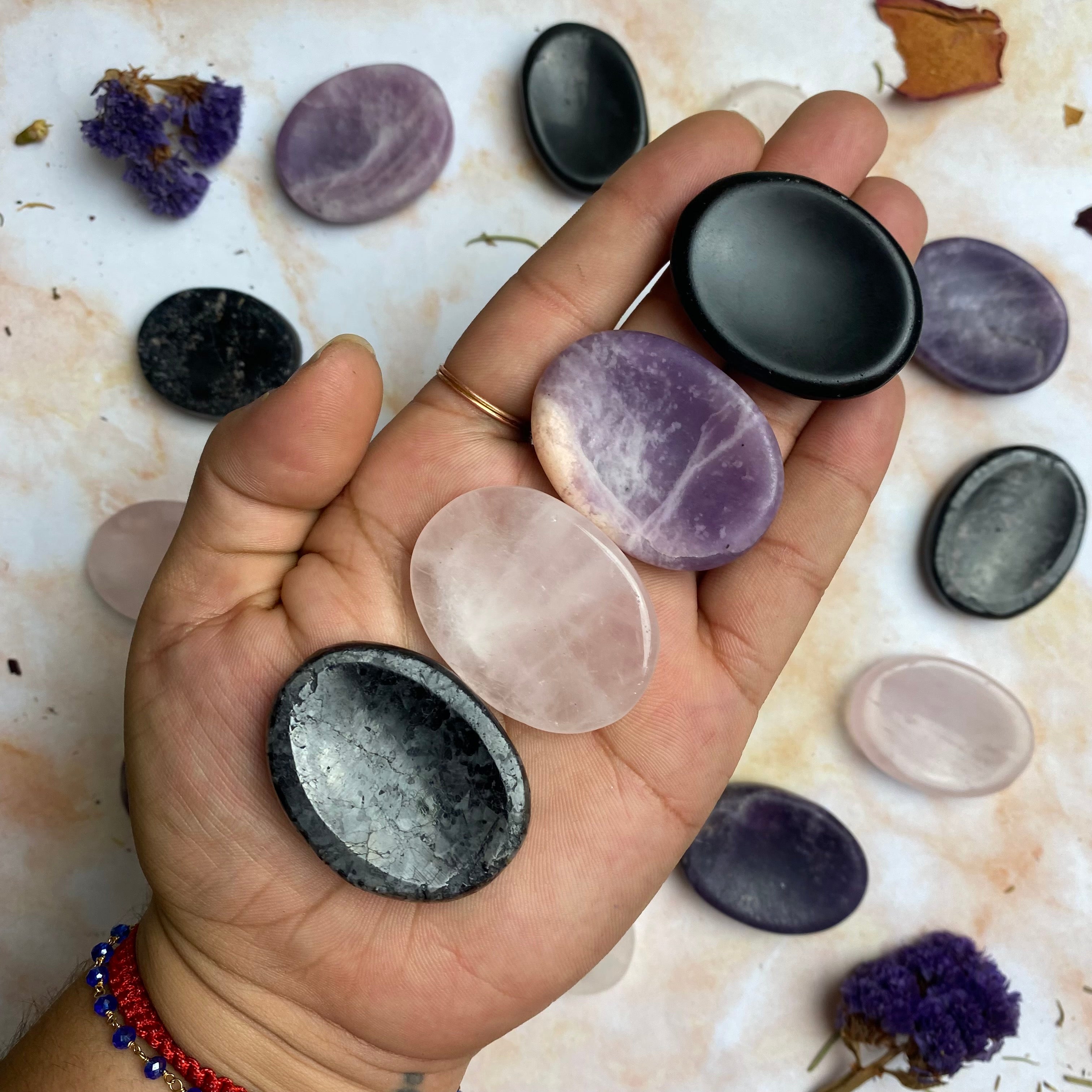 Worry Stone - Obsidian, Rose Quartz, Lepidolite or Black Tourmaline