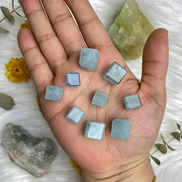 Aquamarine Carved Mini Cube