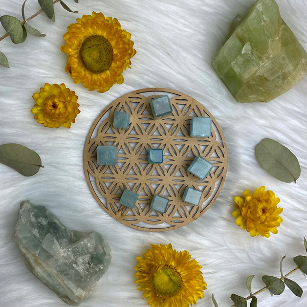 Aquamarine Carved Mini Cube