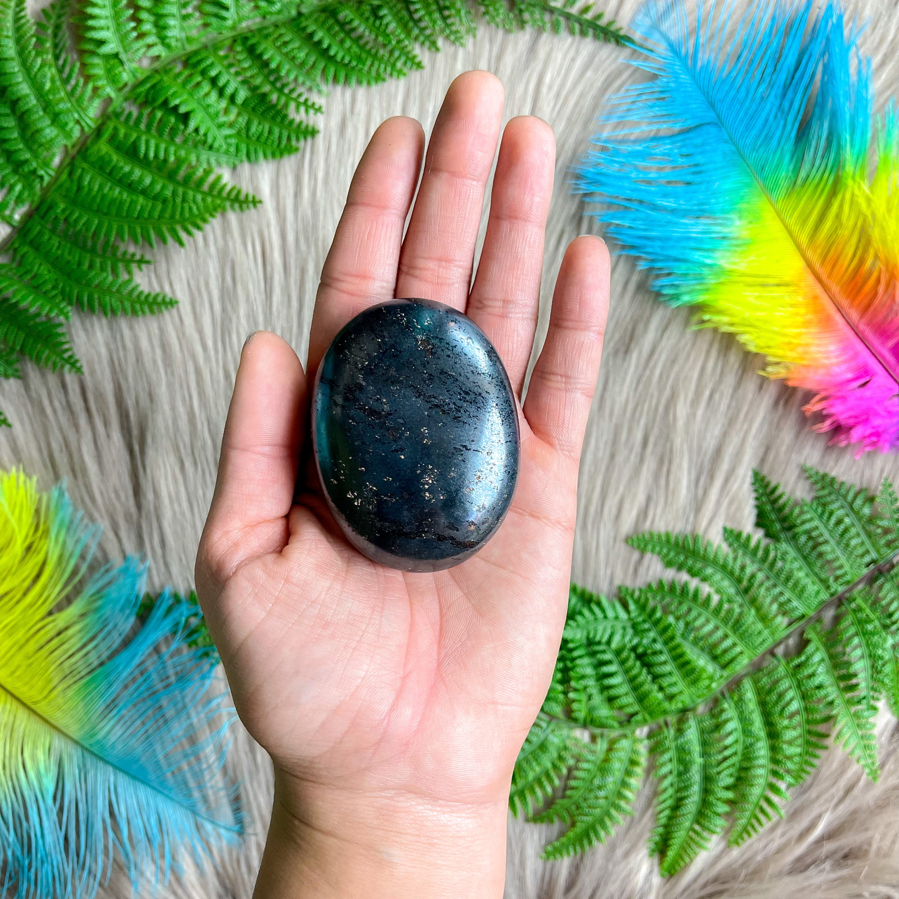 Hematite Palm Stone
