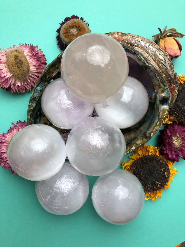 Selenite Satin Spar Spheres For Cleansing