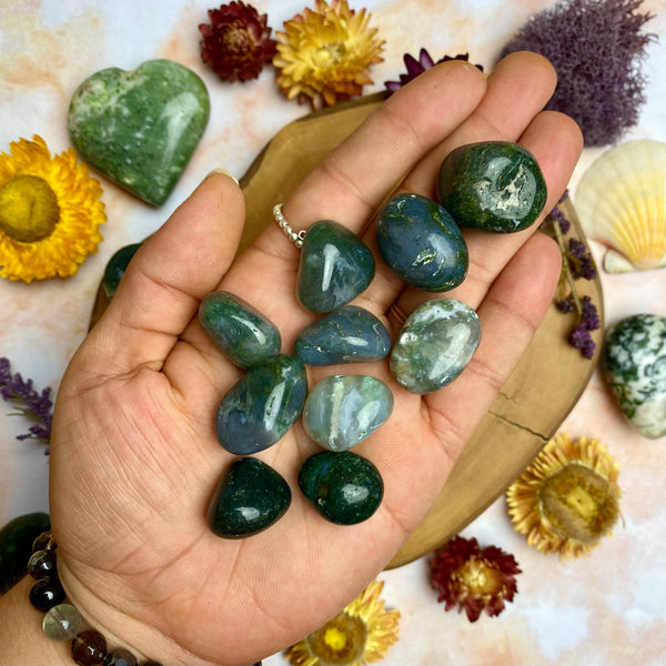 Moss Agate Tumbled Stone for Harmony