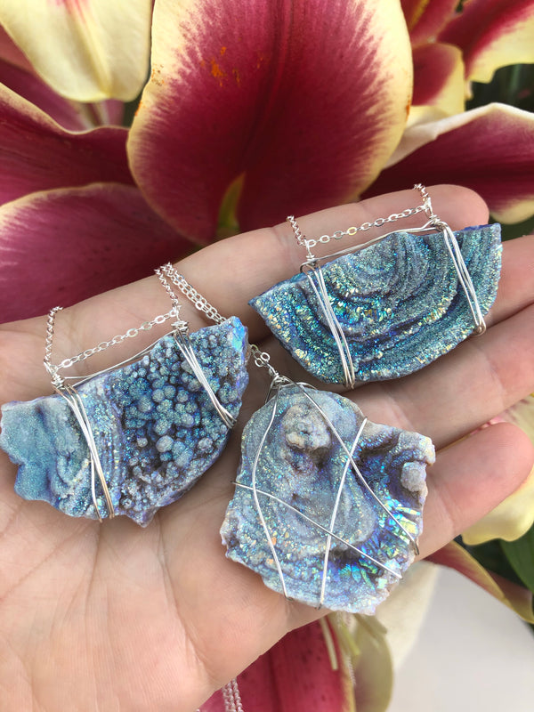 Aura Chalcedony Sterling Silver Necklace