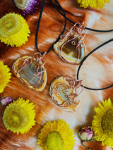 Pumpkin Wire Wrapped Variscite Necklace